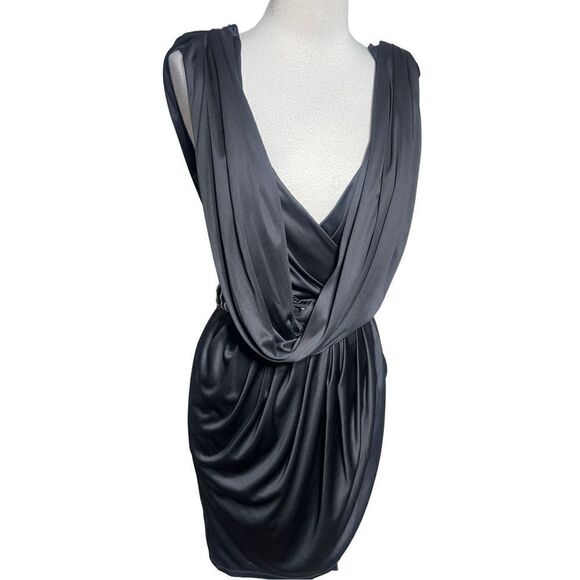 Rachel Roy Sleeveless Black Toga Style Mini Dress Size Small - Picture 4 of 6